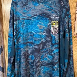 Real Tree Aspect Men’s Long Sleeve Reversible Fishing Shirt Size 2X Blue